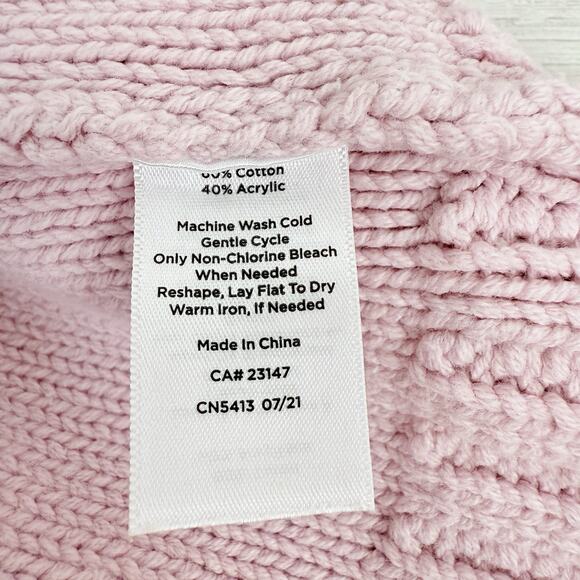Talbots Knit Sweater Women Medium Embroidered Light Pink Preppy Coquette Crew - Picture 12 of 14